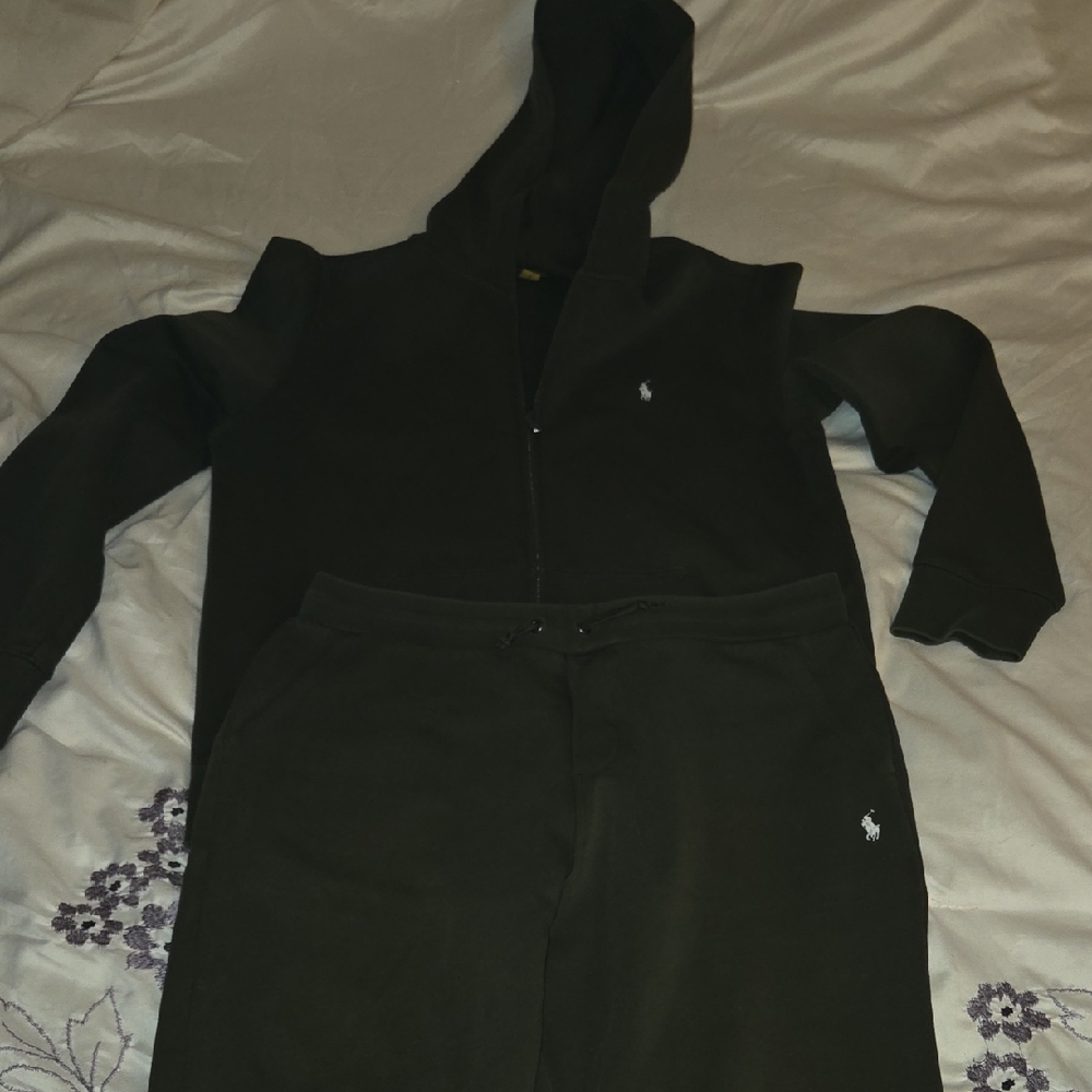 Hunter Green Kids Ralph Lauren Polo Hoodie and Sweatpants Set